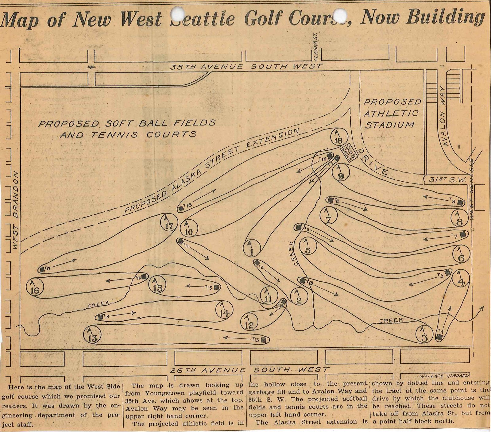 West Seattle Golf Course map prior to opening, 1940